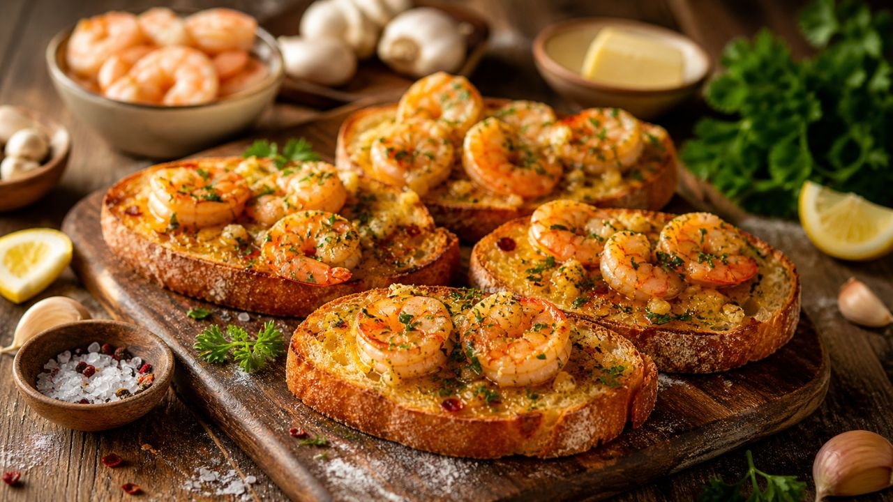 Garlic Butter Shrimp Toasts