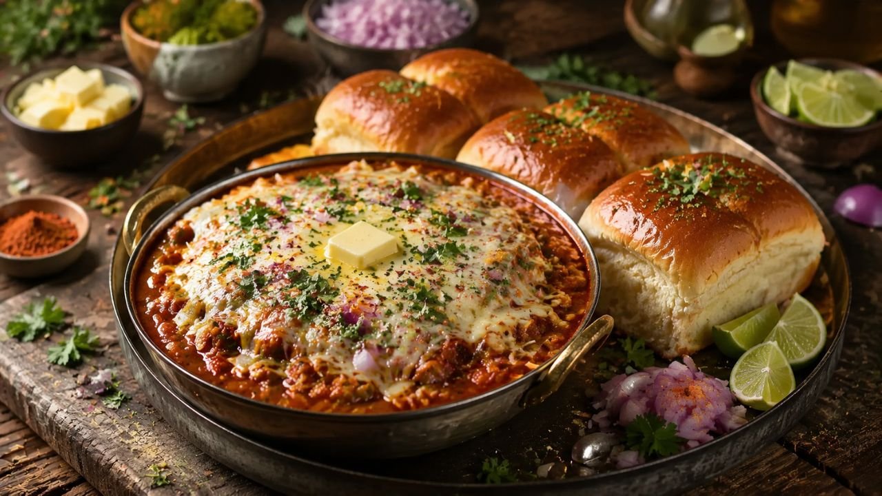 Hot And Cheesy Pav Bhaji