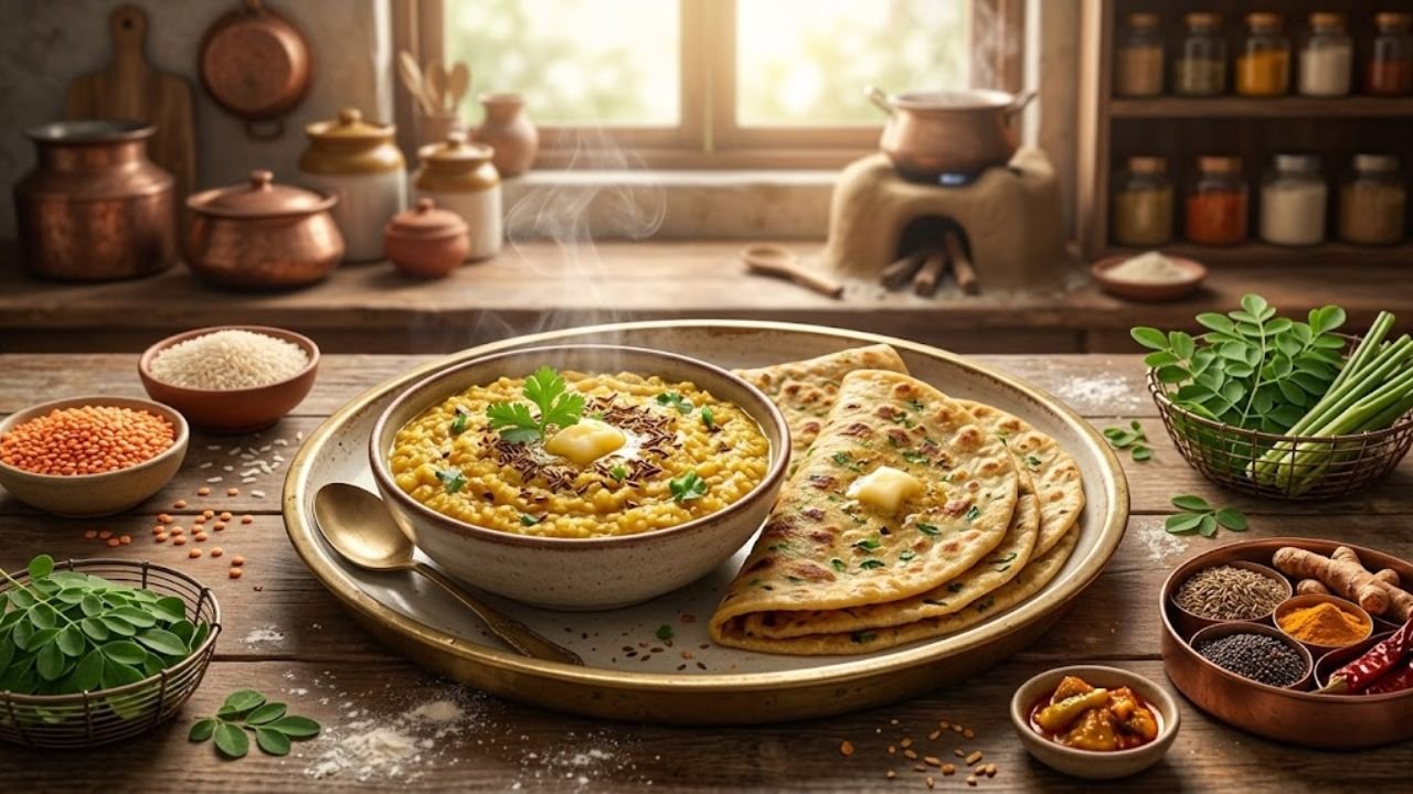 Khichdi and Moringa Paratha