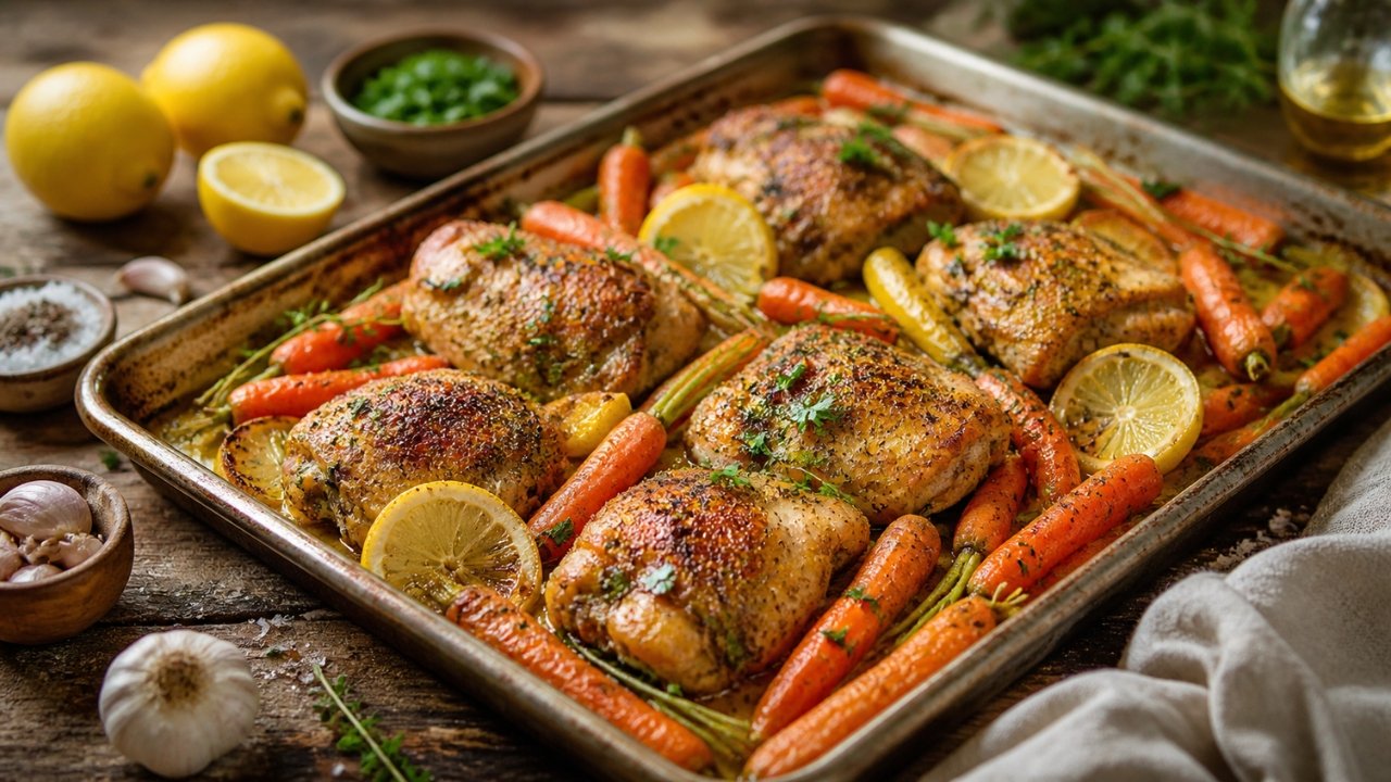 Sheet Pan Lemon Chicken With Spring Carrots